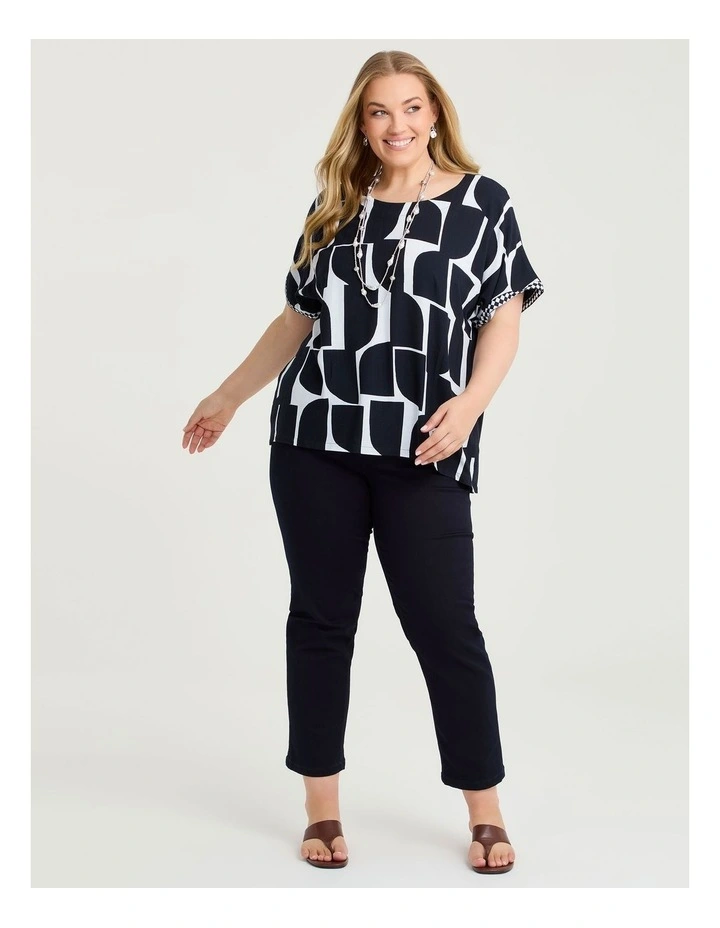 Natural Monochrome Knit Back Top Navy/white image 3