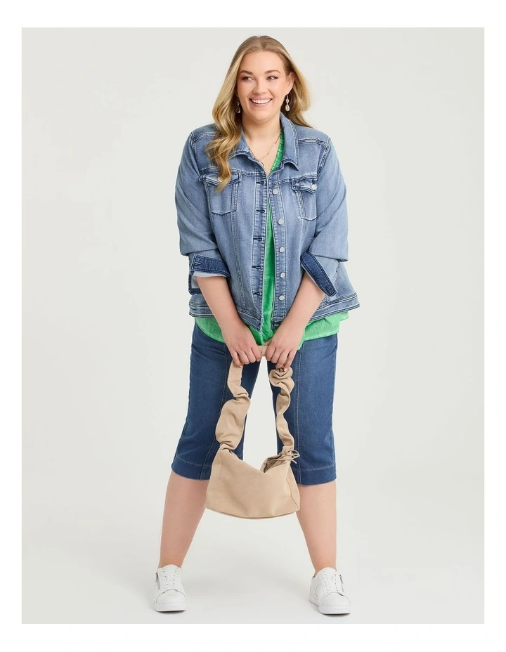Cotton Frill Detail Button Top Soft Green image 4