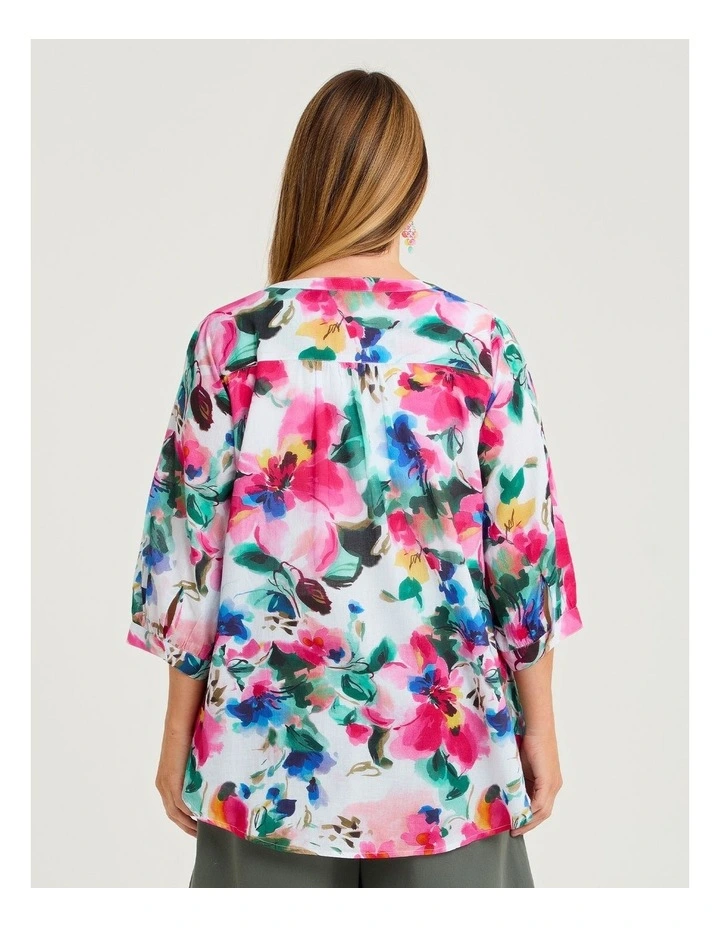 Cotton Bloomfield Pintuck Top Painted Floral Print image 2