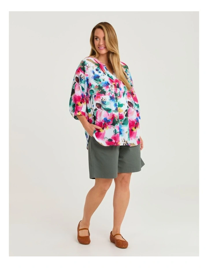 Cotton Bloomfield Pintuck Top Painted Floral Print image 3