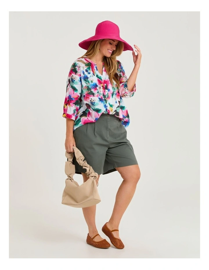 Cotton Bloomfield Pintuck Top Painted Floral Print image 4