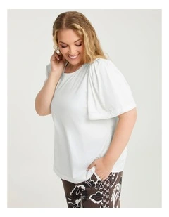 Cotton Contrast Stitch Top Cream