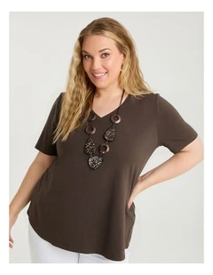 Australian Cotton V-neck T-shirt Dark Cocoa