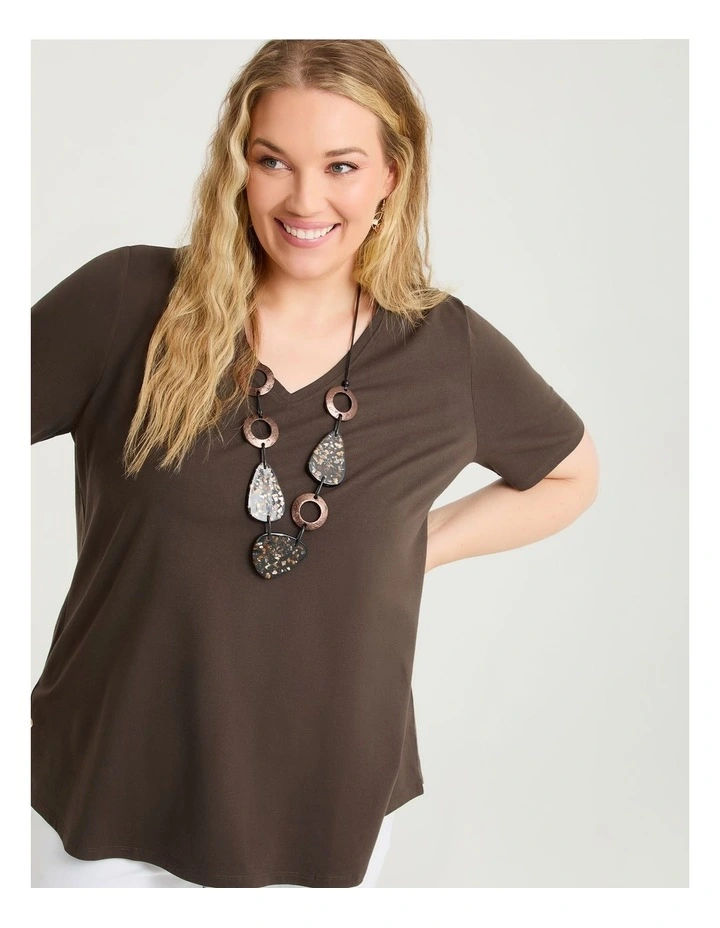 Australian Cotton V-neck T-shirt Dark Cocoa image 3