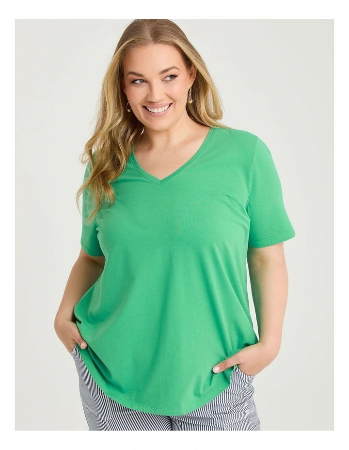 Australian Cotton V-neck T-shirt Gumdrop Green image 3