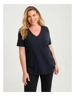 Australian Cotton V-neck T-shirt Navy