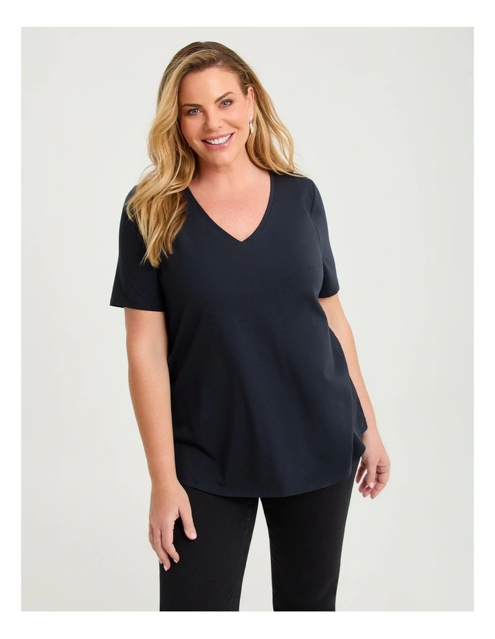 Australian Cotton V-neck T-shirt Navy image 1