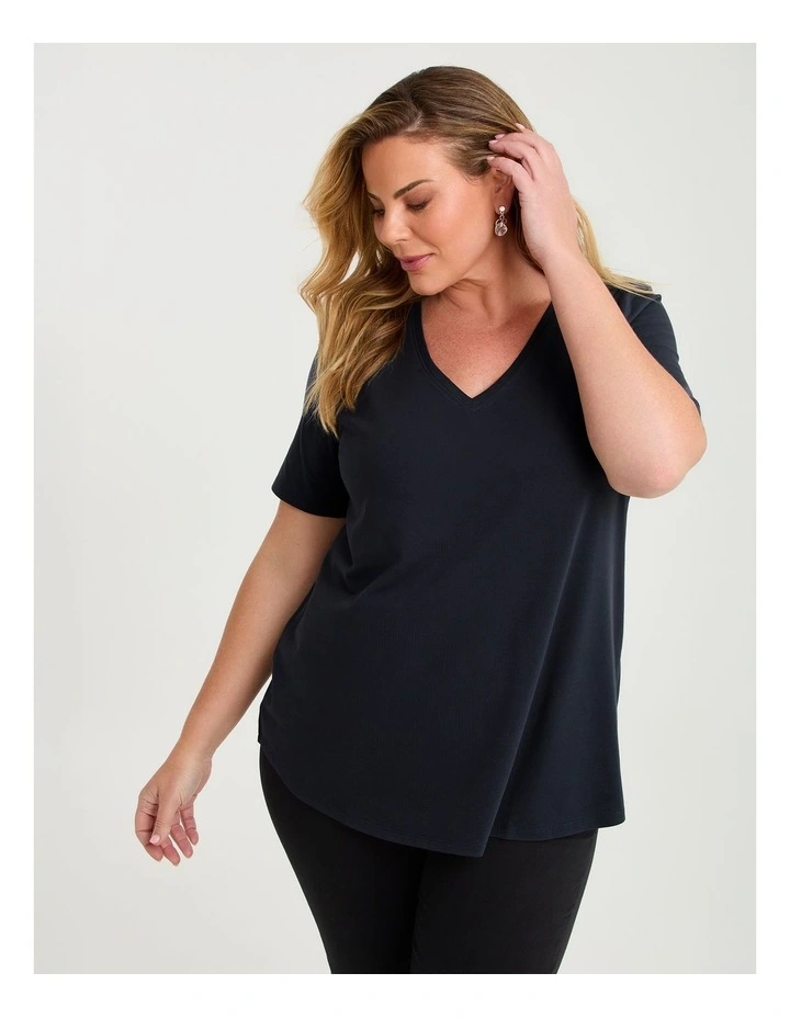 Australian Cotton V-neck T-shirt Navy image 3