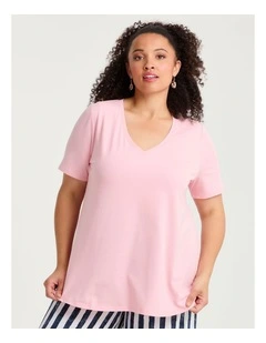 Australian Cotton V-neck T-shirt Pale Pink