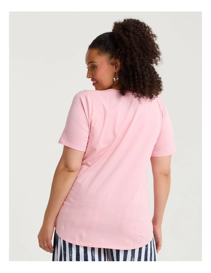 Australian Cotton V-neck T-shirt Pale Pink image 2