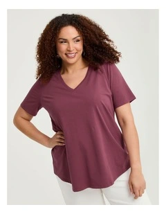 Australian Cotton V-neck T-shirt Beetroot