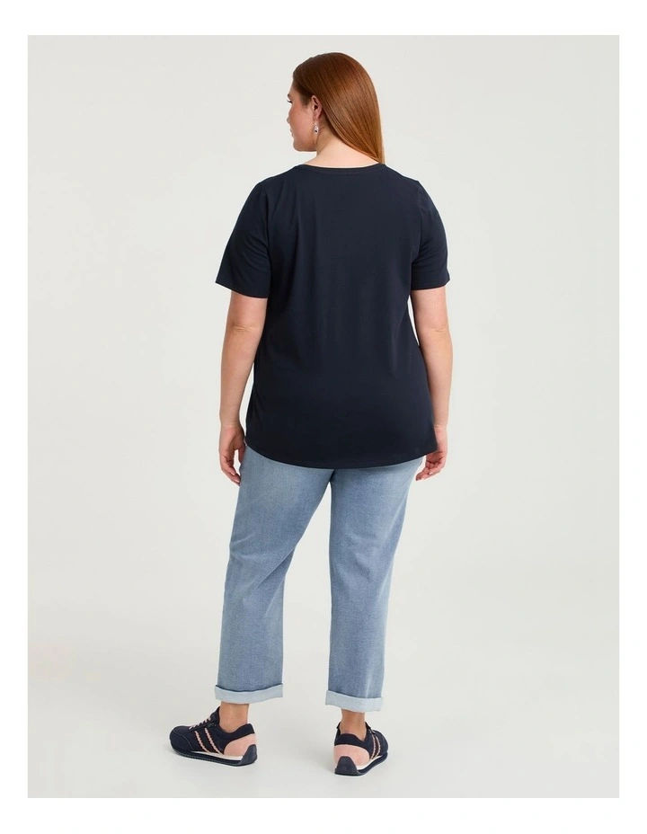 Organic Cotton Crew Neck T-shirt Navy image 2