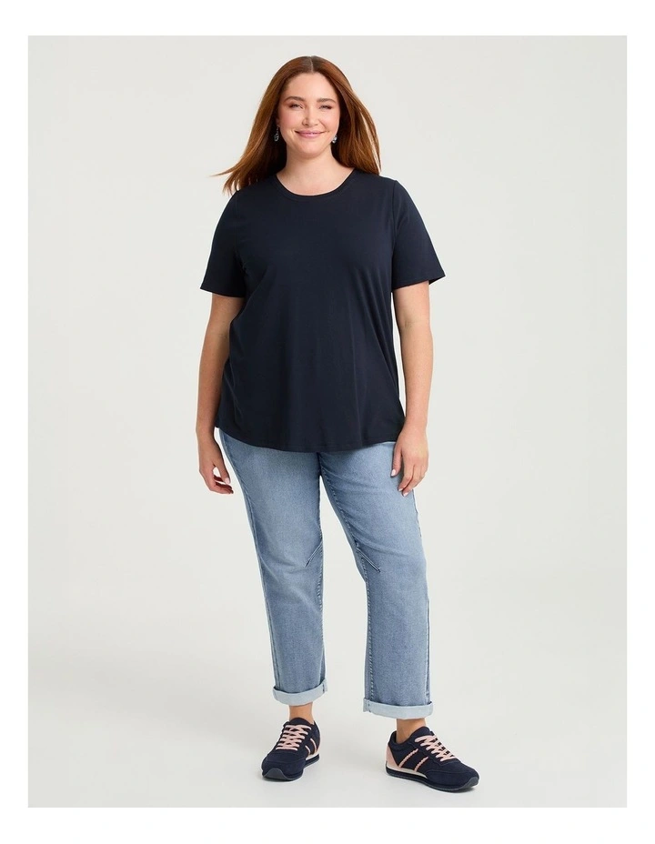 Organic Cotton Crew Neck T-shirt Navy image 3