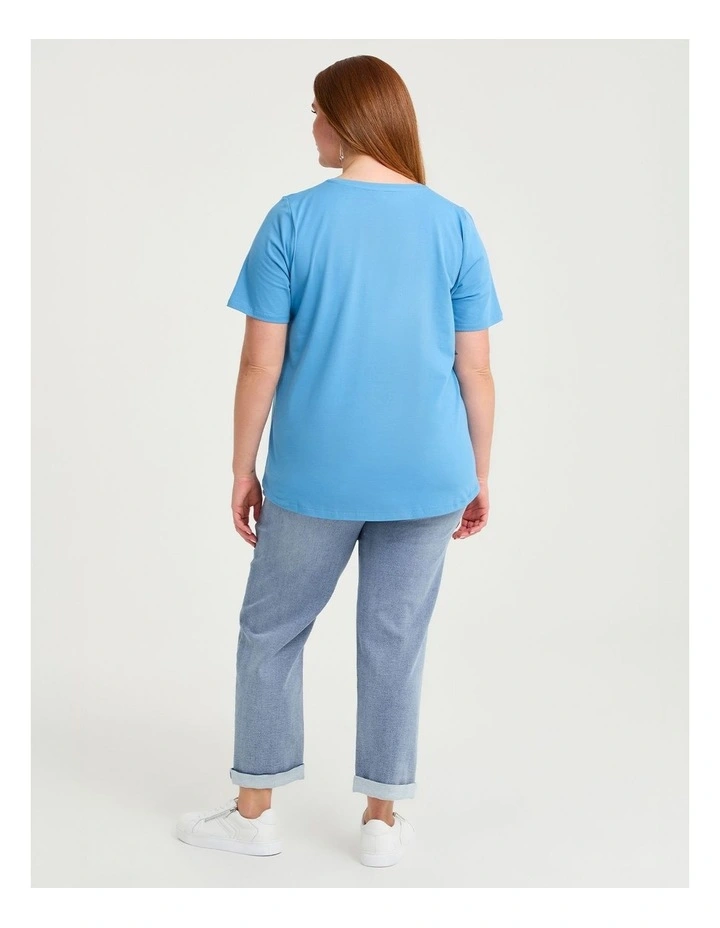 Organic Cotton Crew Neck T-shirt Capri Blue image 2