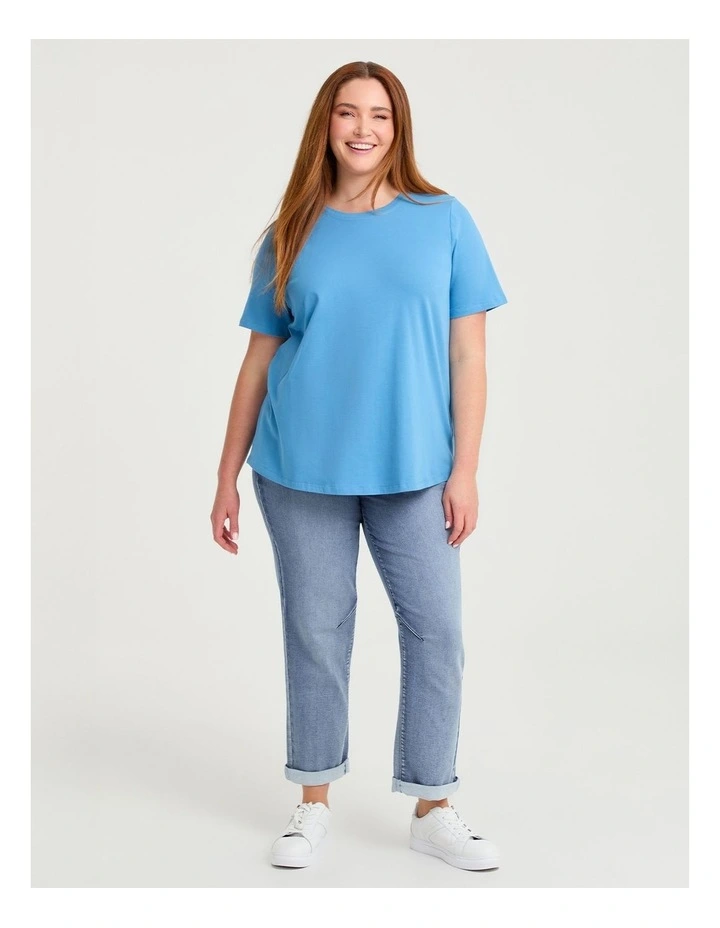 Organic Cotton Crew Neck T-shirt Capri Blue image 3