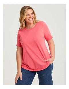 Organic Cotton Crew Neck T-shirt Coral Fusion