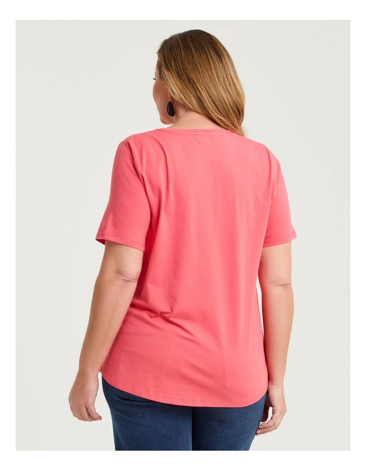 Organic Cotton Crew Neck T-shirt Coral Fusion image 2