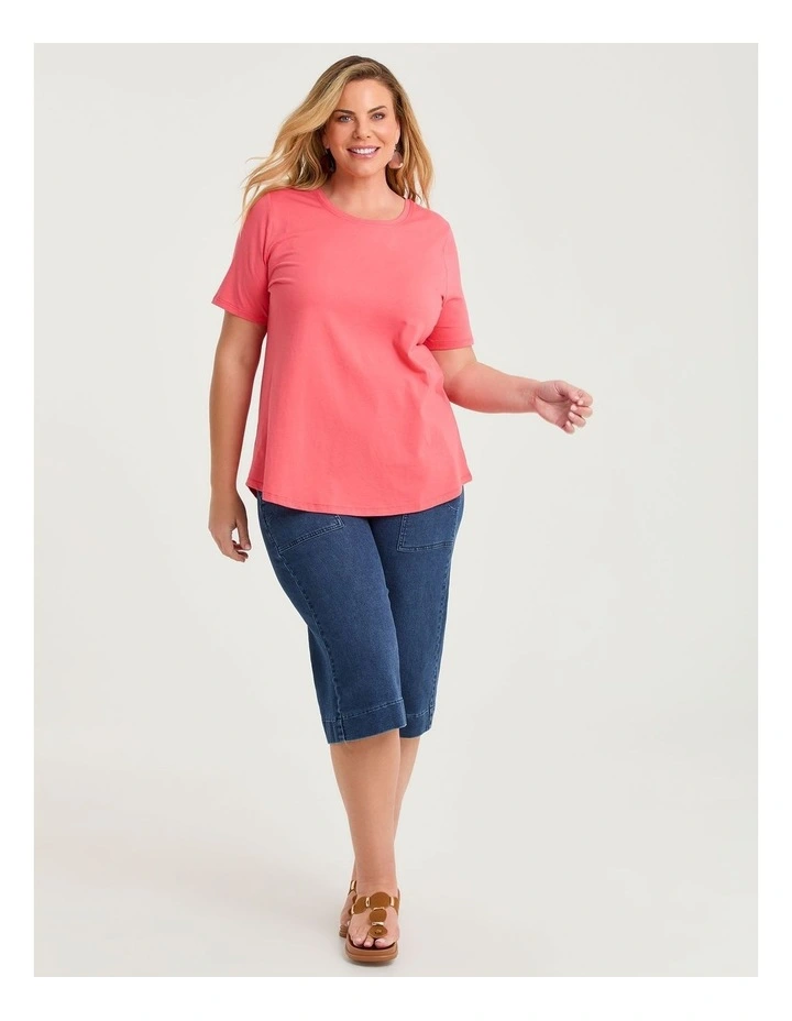 Organic Cotton Crew Neck T-shirt Coral Fusion image 3