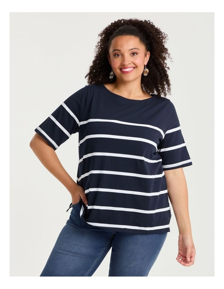 Cotton Nautical Stripe T-shirt Navy/white image 1