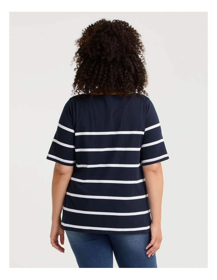Cotton Nautical Stripe T-shirt Navy/white image 2