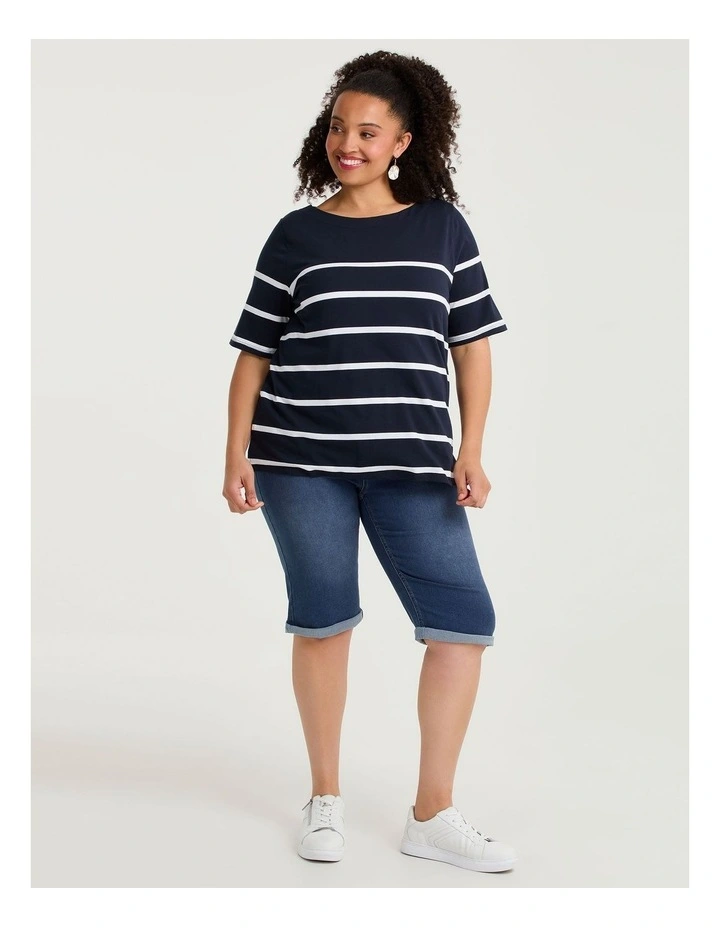 Cotton Nautical Stripe T-shirt Navy/white image 3