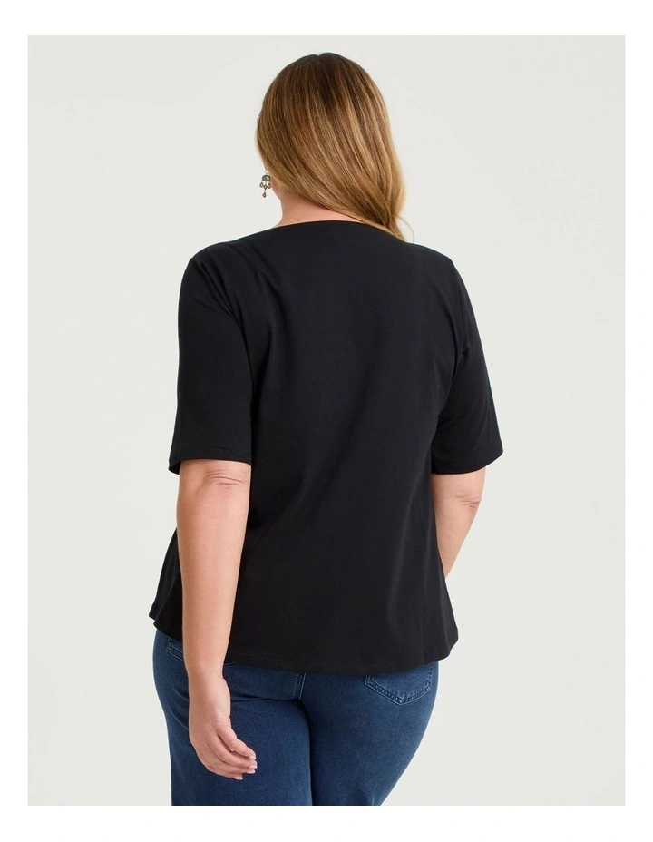 Organic Cotton Boat Neck Top Black image 2