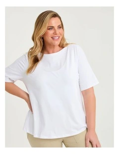 Organic Cotton Boat Neck Top White