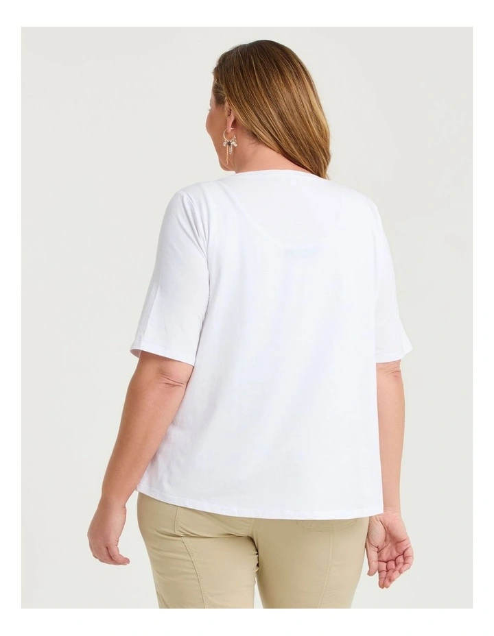 Organic Cotton Boat Neck Top White image 2