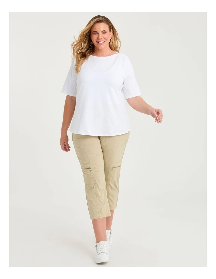 Organic Cotton Boat Neck Top White image 3