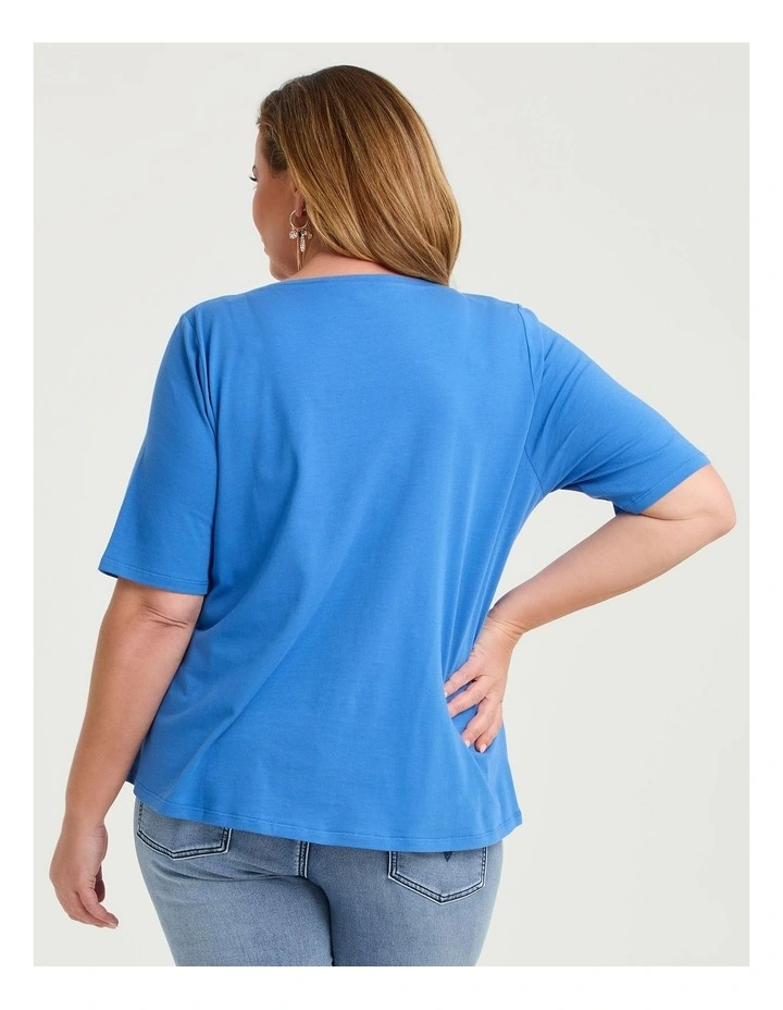 Organic Cotton Boat Neck Top Cornflower Blue image 2