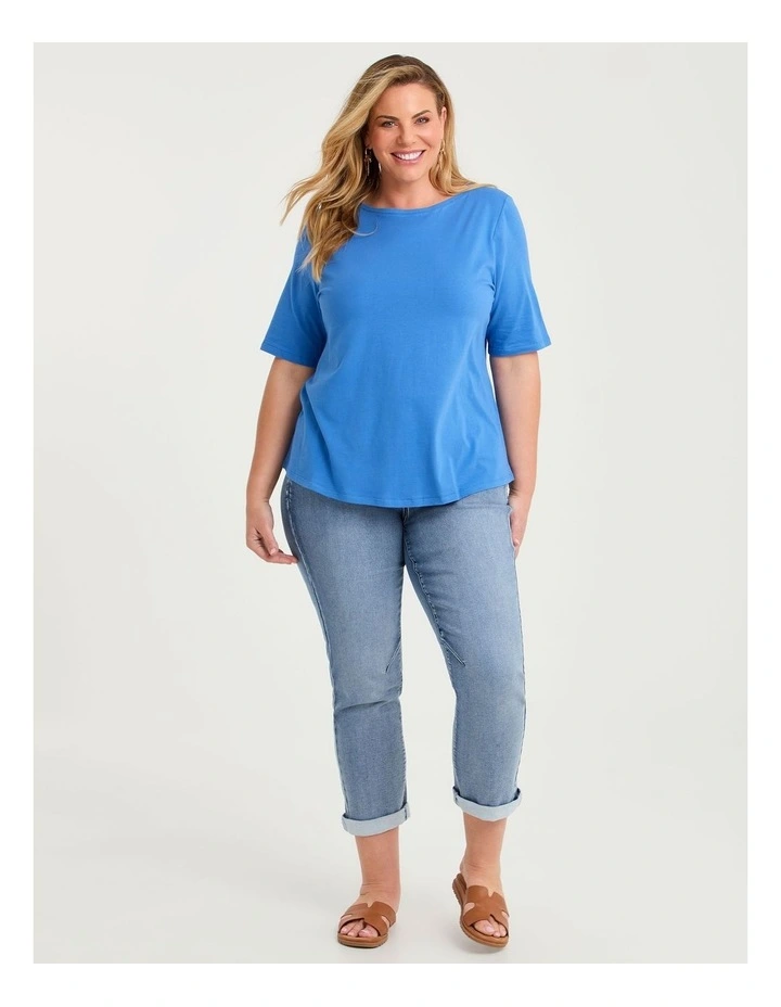Organic Cotton Boat Neck Top Cornflower Blue image 3