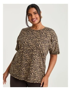 Cotton Slouchy Animal Print T-shirt Animal
