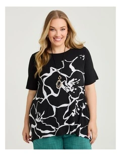 Floral Luna Tulip Tunic Black/white Print