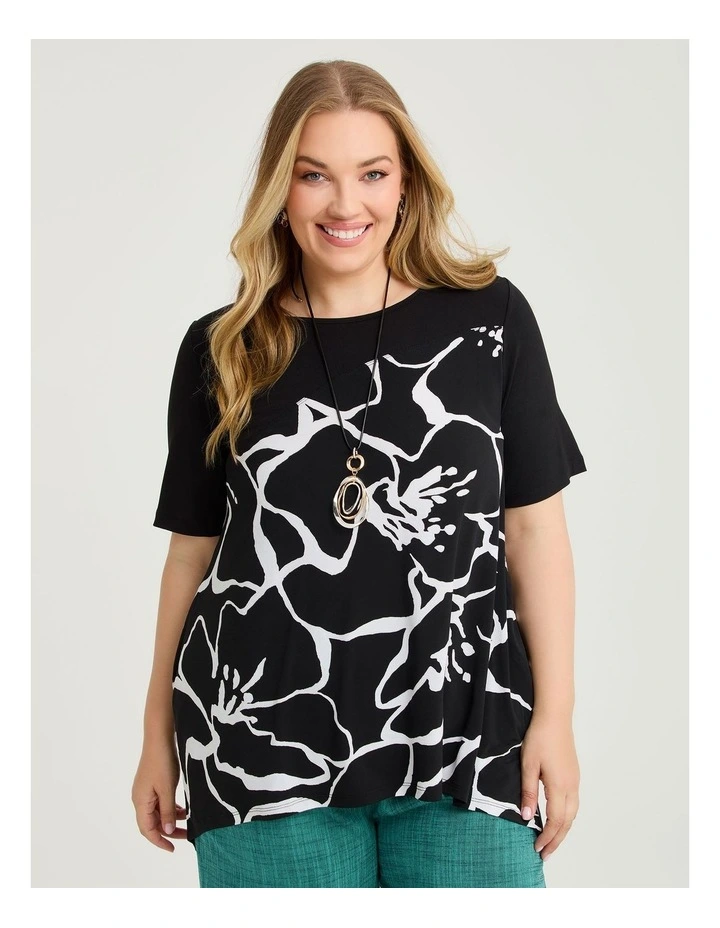 Floral Luna Tulip Tunic Black/white Print image 1