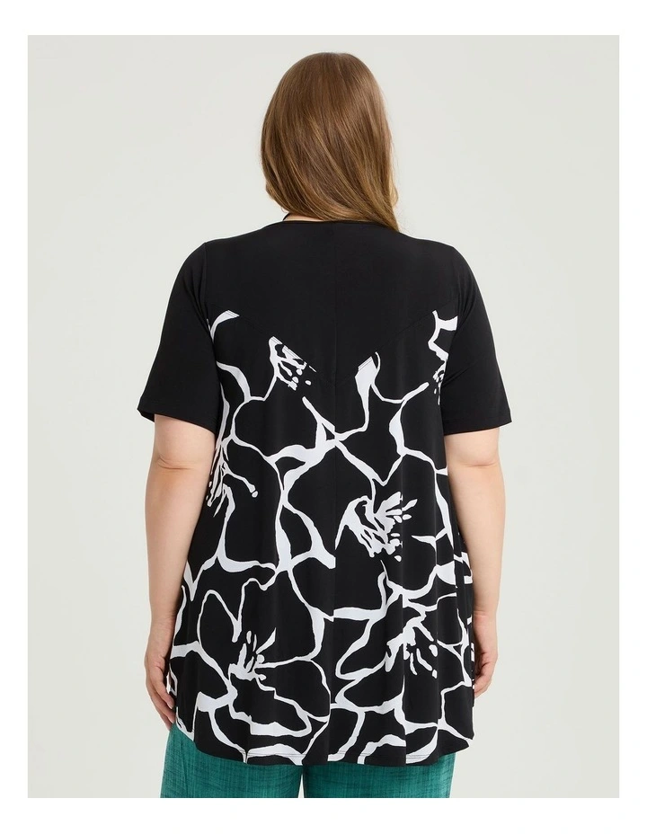 Floral Luna Tulip Tunic Black/white Print image 2