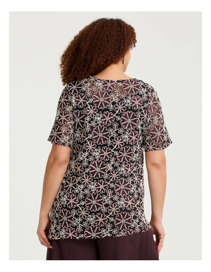 Faye Embroidered Mesh Tunic Chocolate/ivory image 2