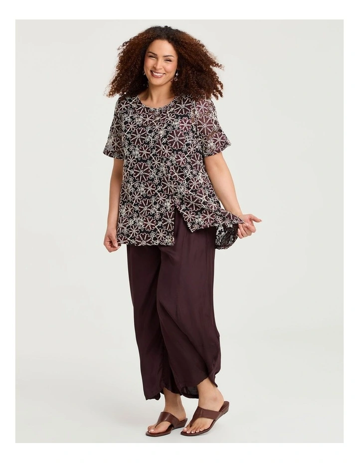 Faye Embroidered Mesh Tunic Chocolate/ivory image 4