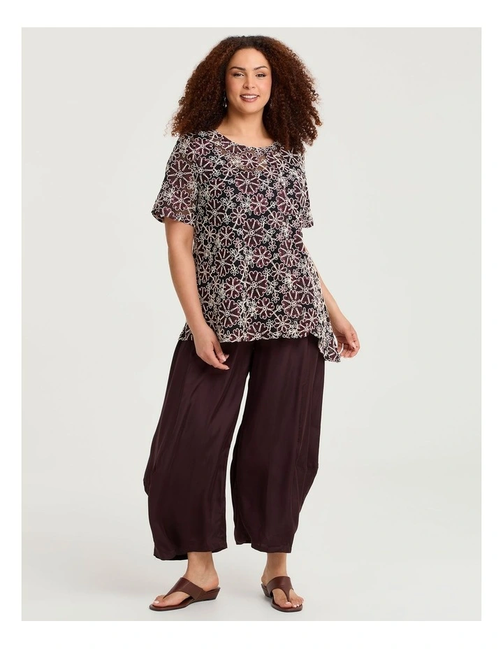 Faye Embroidered Mesh Tunic Chocolate/ivory image 5