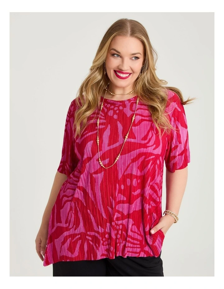 Palm Plisse Swing Tunic Print image 1