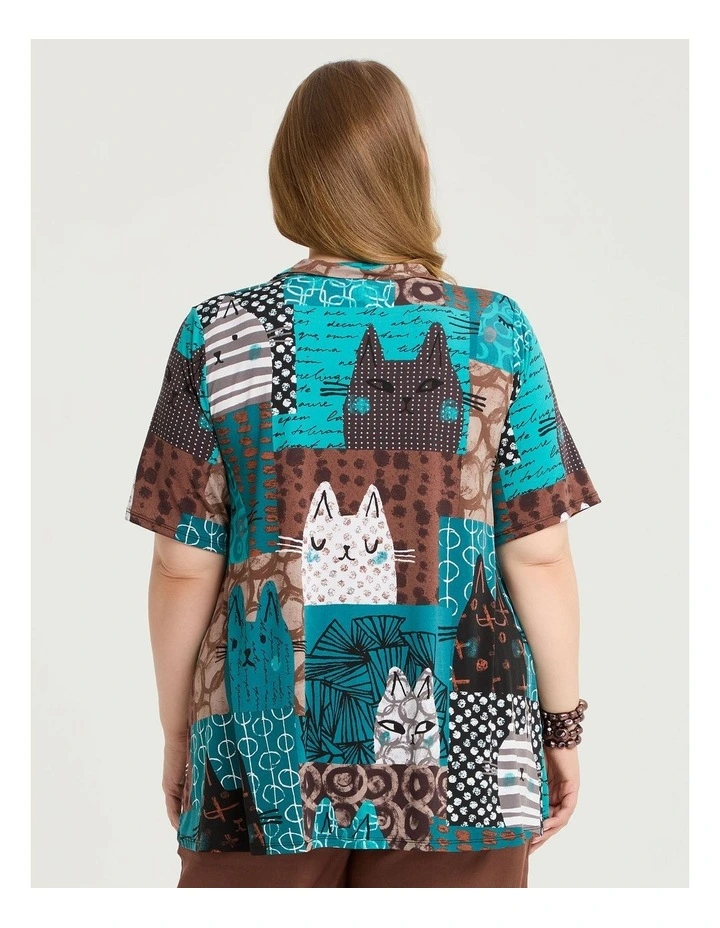 Kiki Kat Zip Collar Luna Tunic Ceramic Print image 2