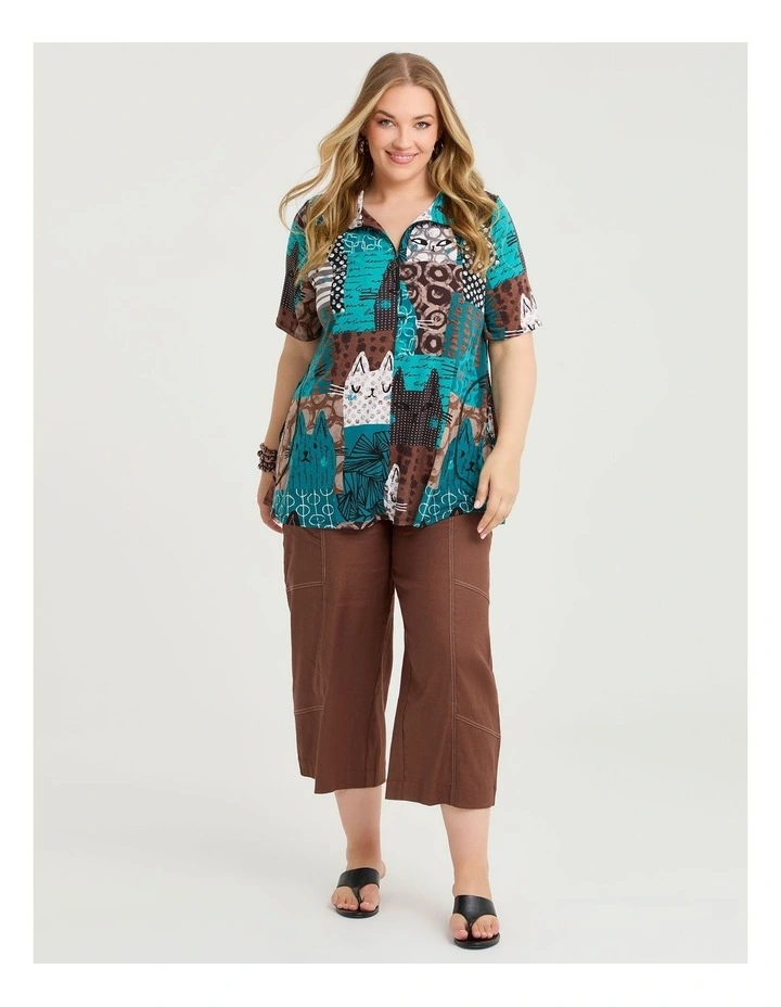 Kiki Kat Zip Collar Luna Tunic Ceramic Print image 3