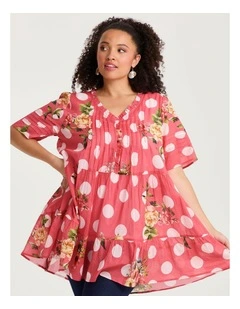 Cotton Polka Dot Floral Tunic Print