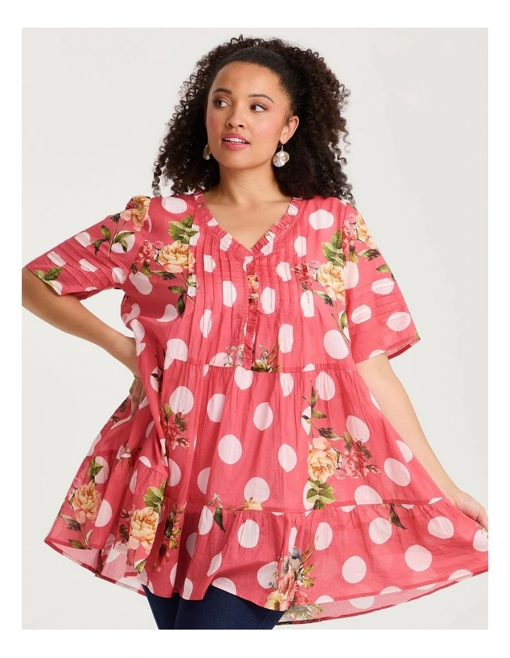 Cotton Polka Dot Floral Tunic Print image 1