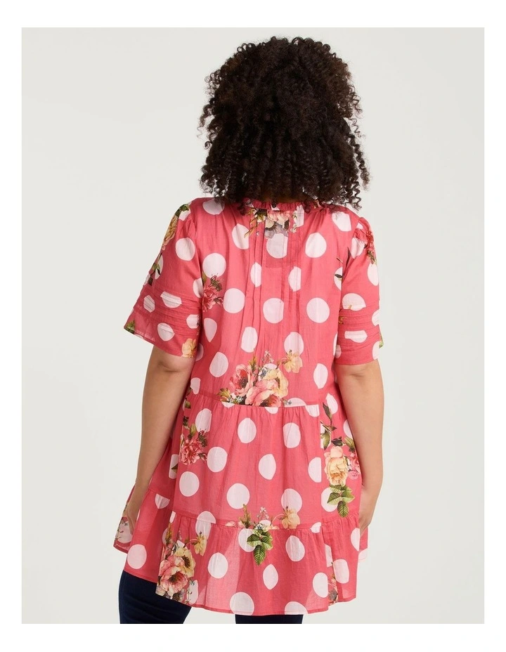 Cotton Polka Dot Floral Tunic Print image 2