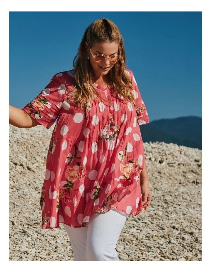 Cotton Polka Dot Floral Tunic Print image 4