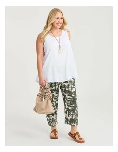 Petite Linen Blend Lantern Pant Print