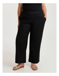 Petite Stretch Linen Relax Wide Pant