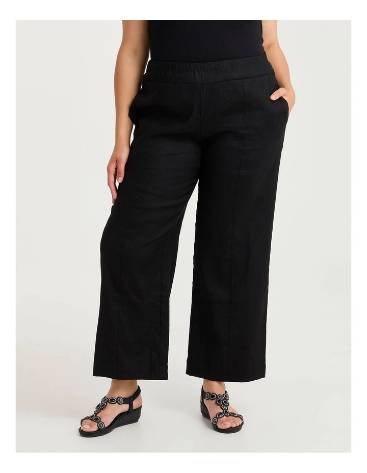 Tall Stretch Linen Relax Wide Pant Black image 1