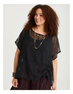 Rue Creased Chiffon Overtop Black