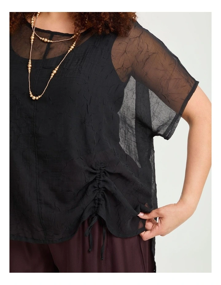 Rue Creased Chiffon Overtop Black image 3